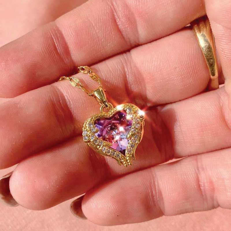 wings heart pendant necklace